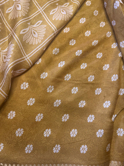 Pastel Yellow Semi Georgette Saree