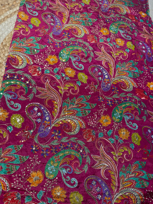 Rani Pink kalamkari Crepe Blouse Piece/Material