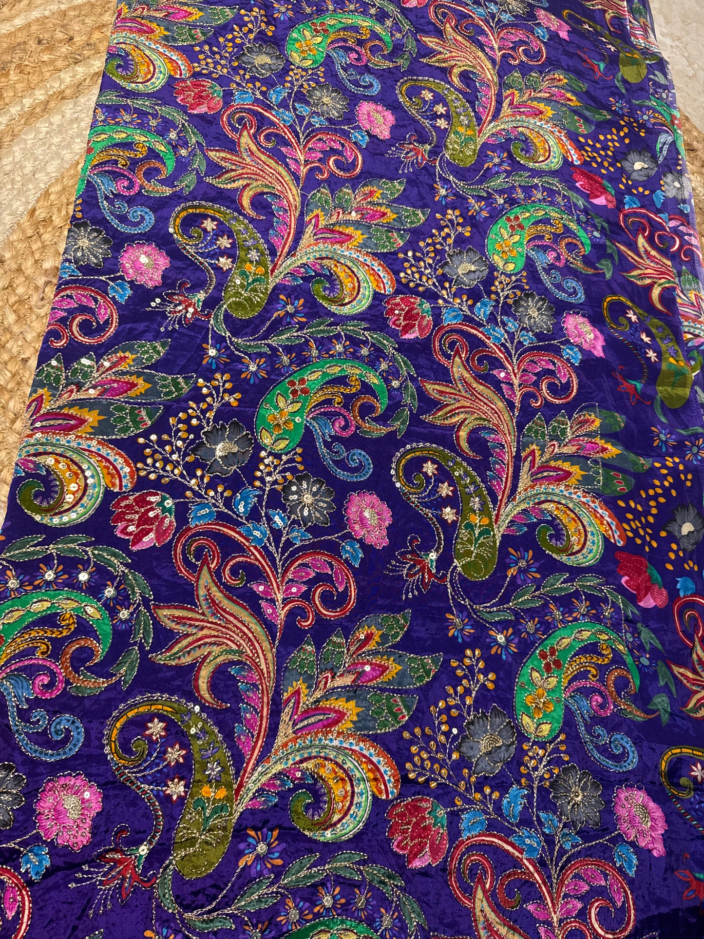 Lavender kalamkari Crepe Blouse Piece/Material