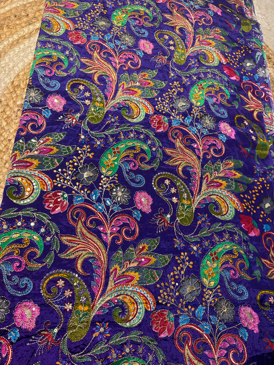 Lavender kalamkari Crepe Blouse Piece/Material