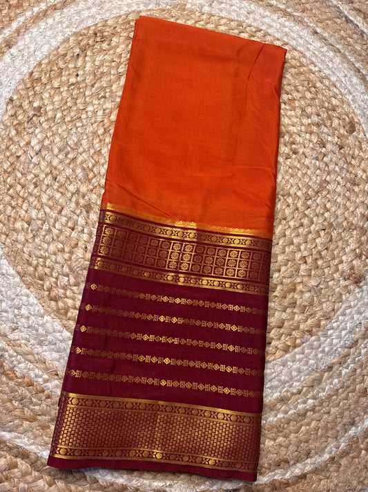 Rust Orange Semi Crepe Mysore Silk