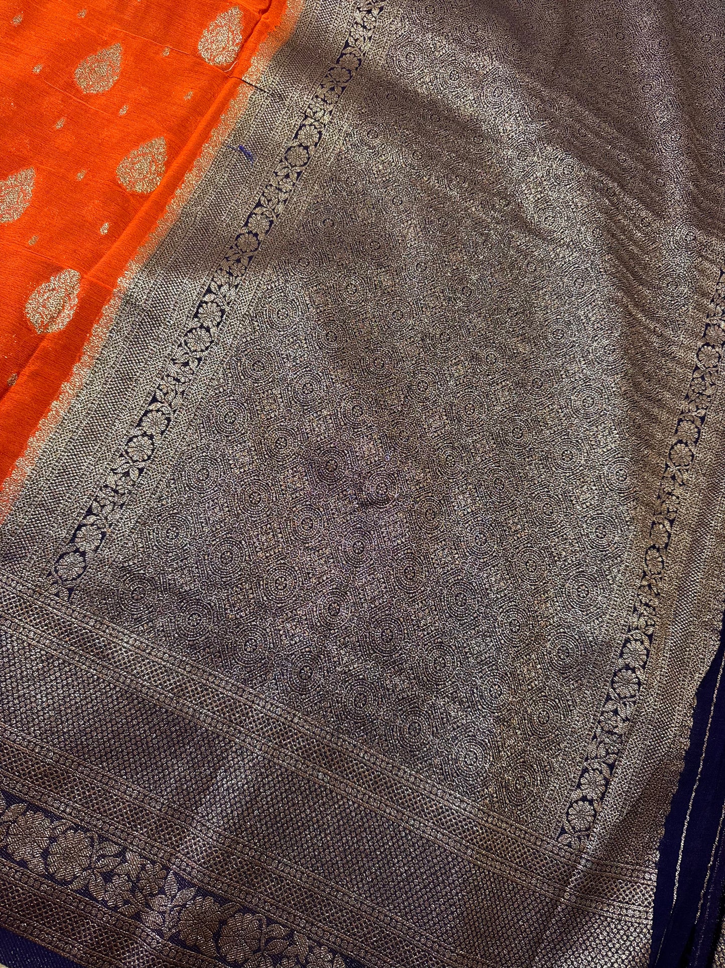 Orange Khaddi Georgette Saree