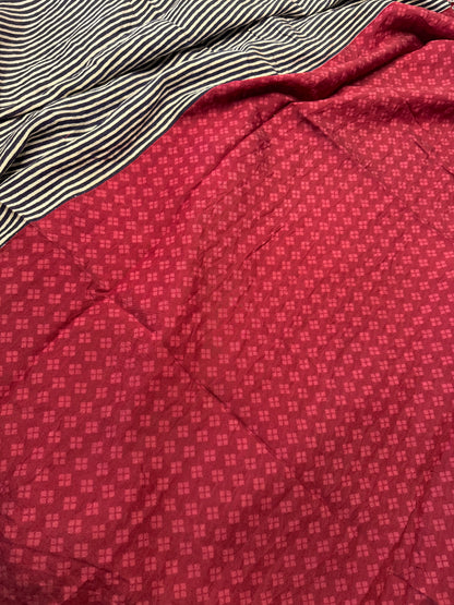 Blue Striped Pure Cotton with Ajrak Print