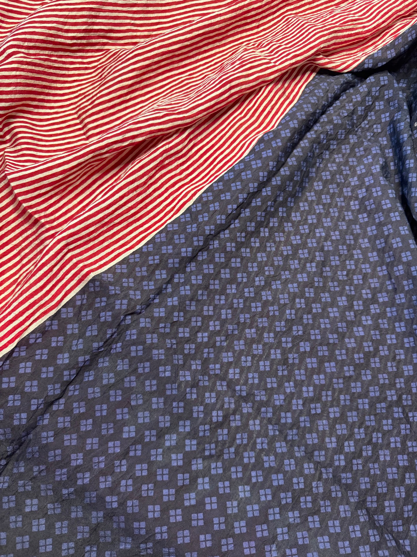 Red Striped Pure Cotton with Ajrak Print