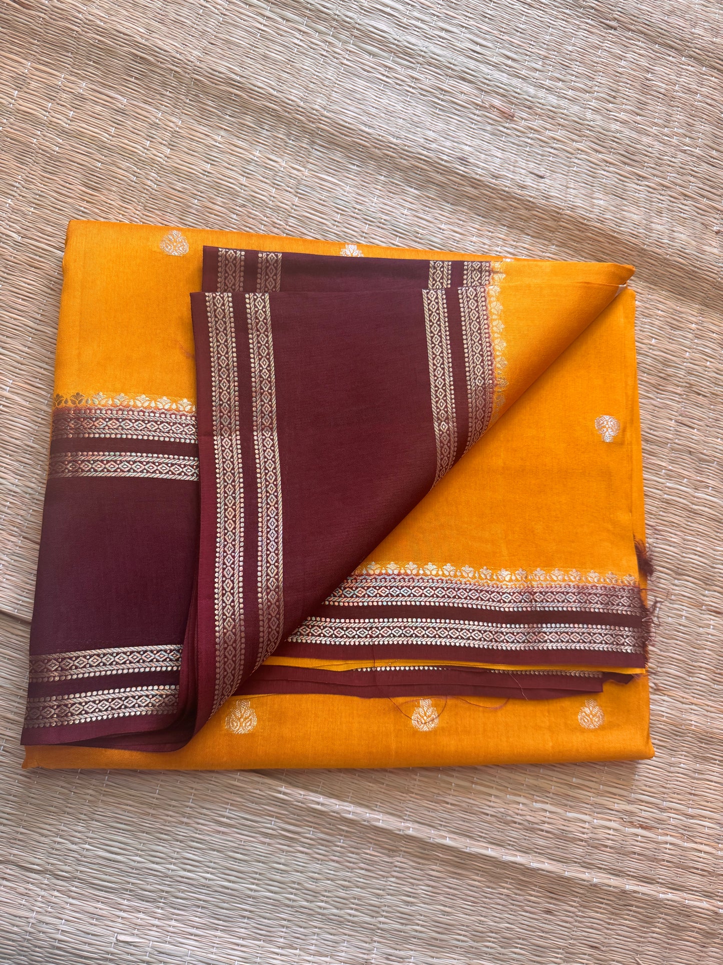 Yellow Vintage Viscose Saree