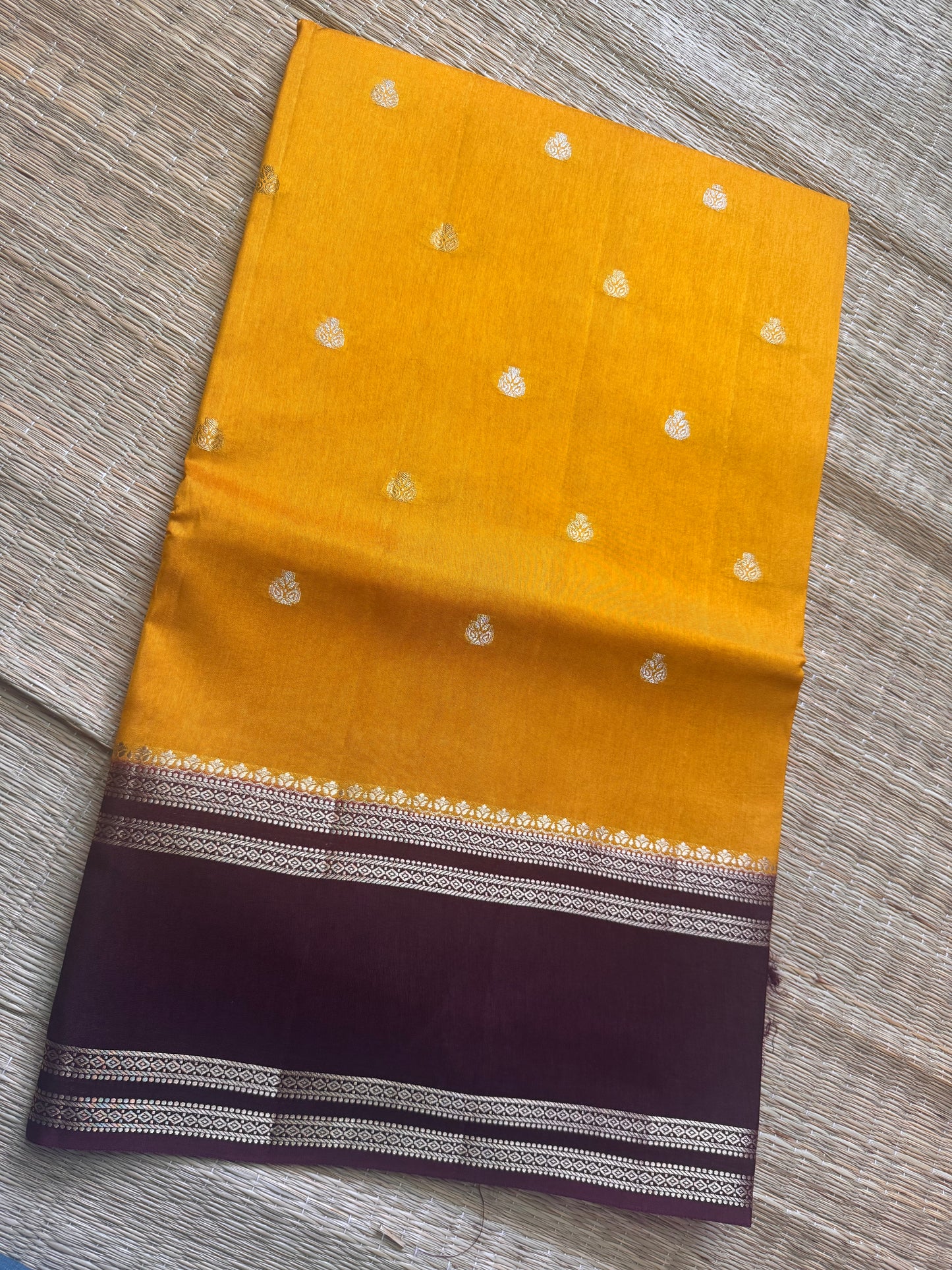 Yellow Vintage Viscose Saree