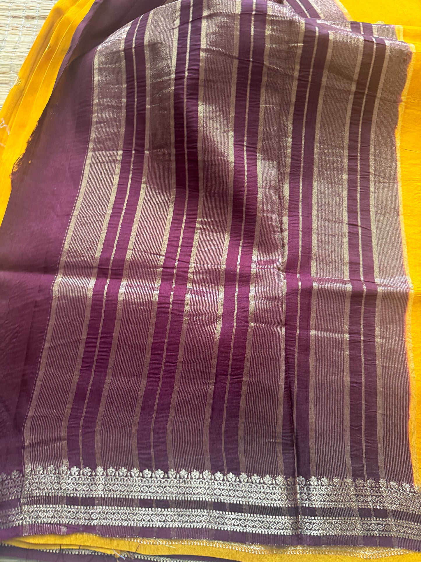 Yellow Vintage Viscose Saree