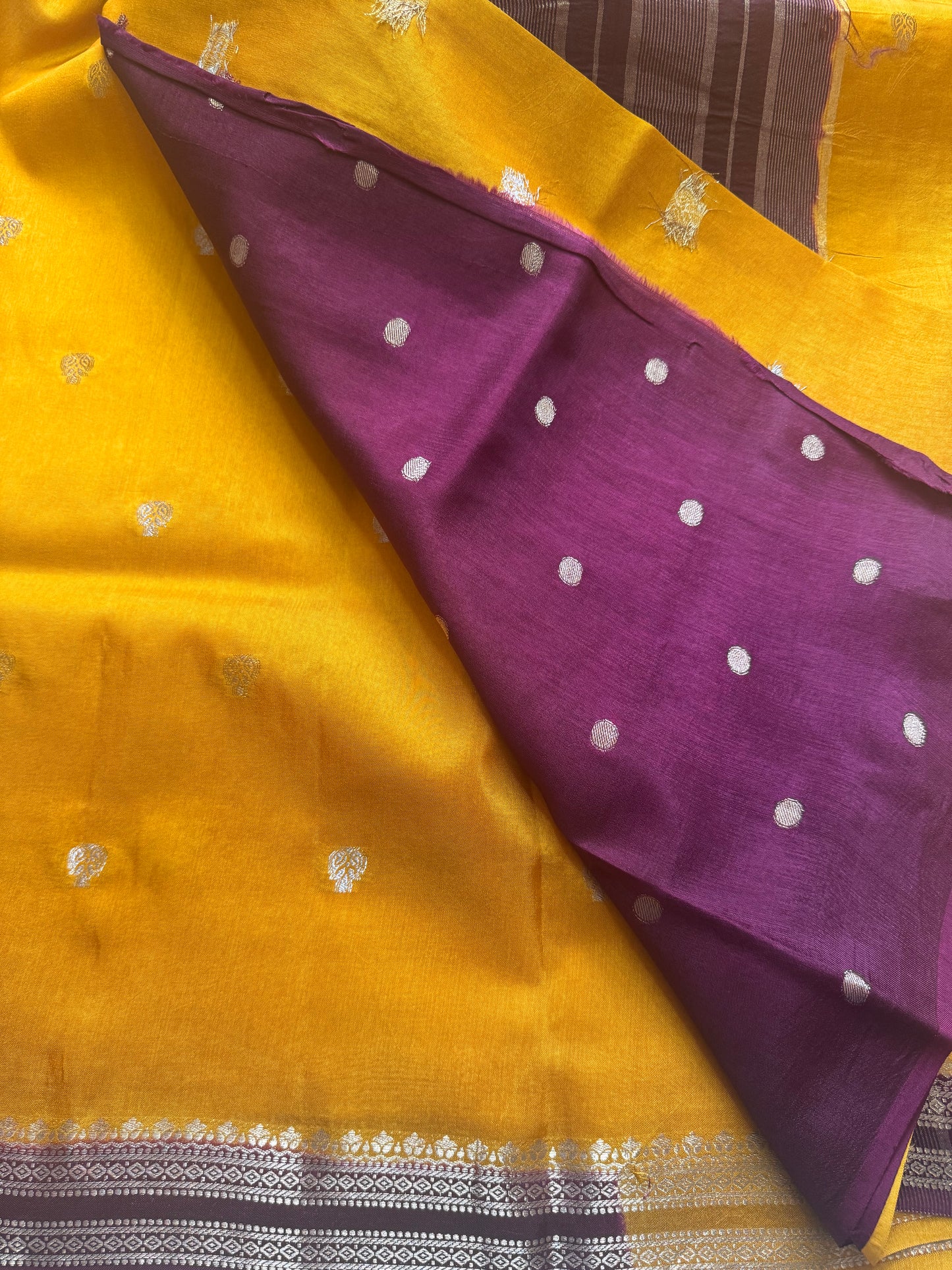 Yellow Vintage Viscose Saree