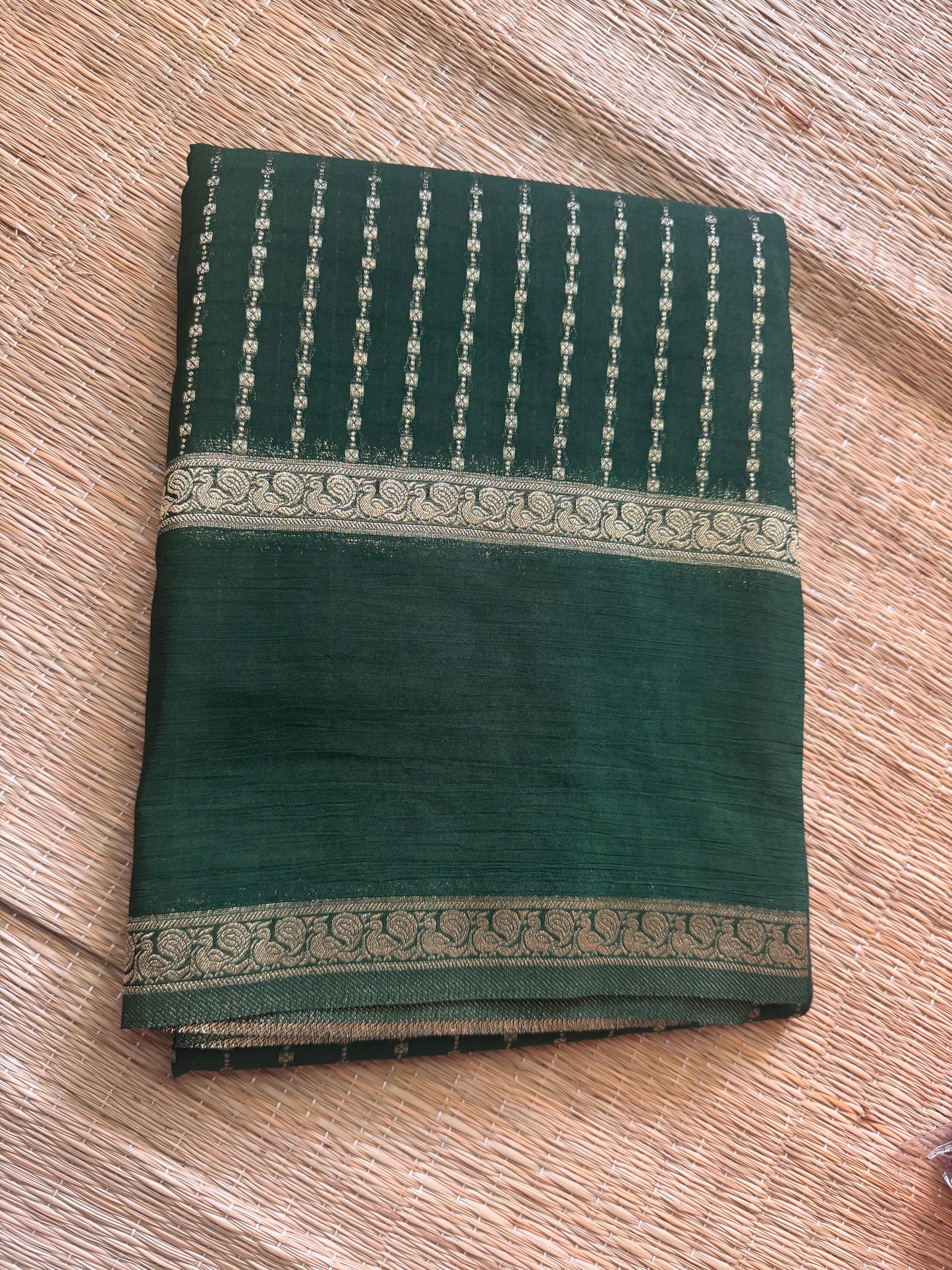 Dark Green Khaddi Georgette Saree