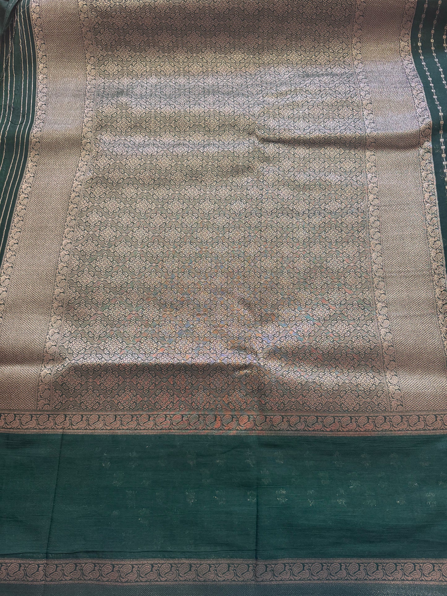 Dark Green Khaddi Georgette Saree