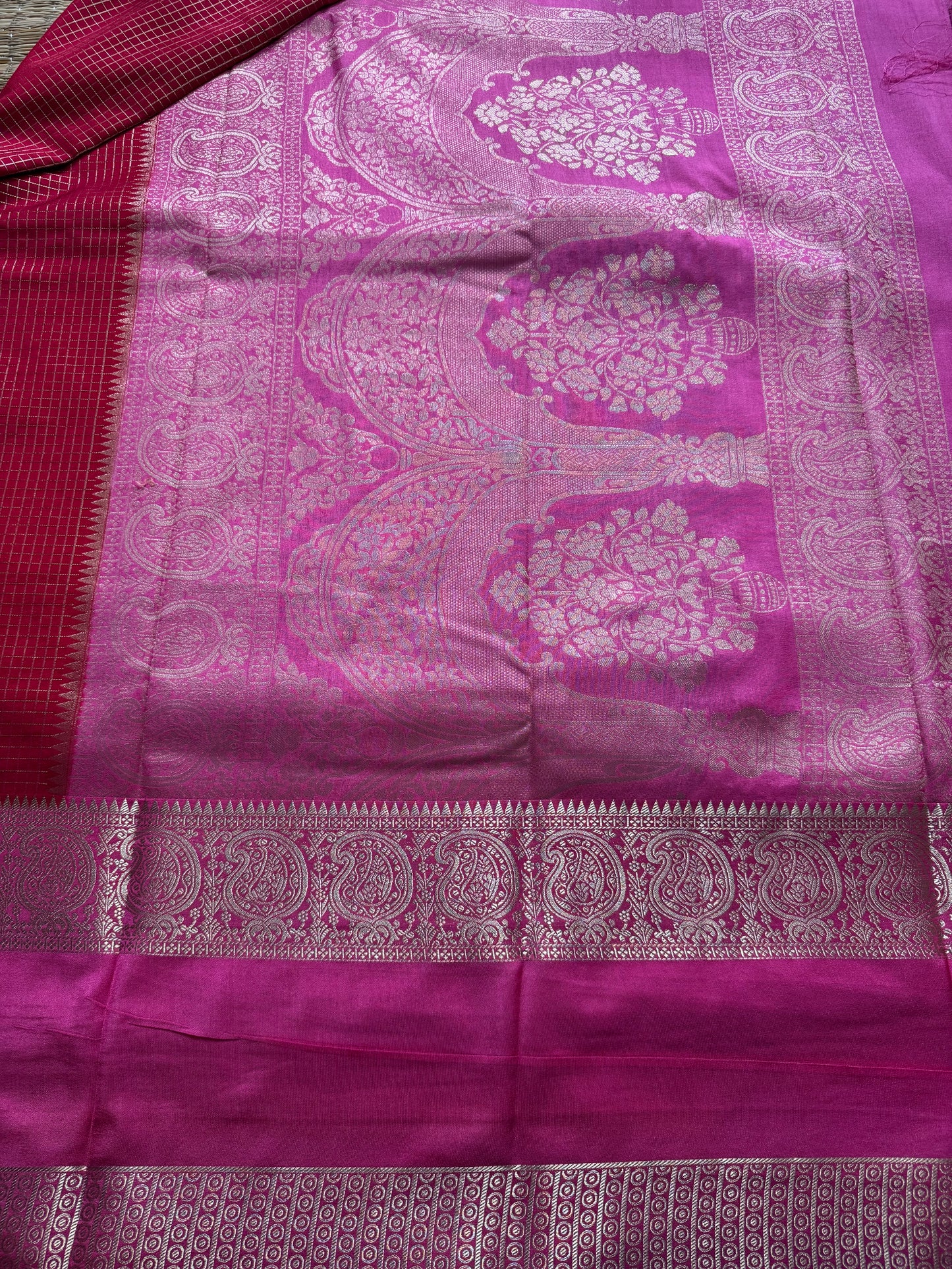 Red Rich Checks Bentex Soft Silk