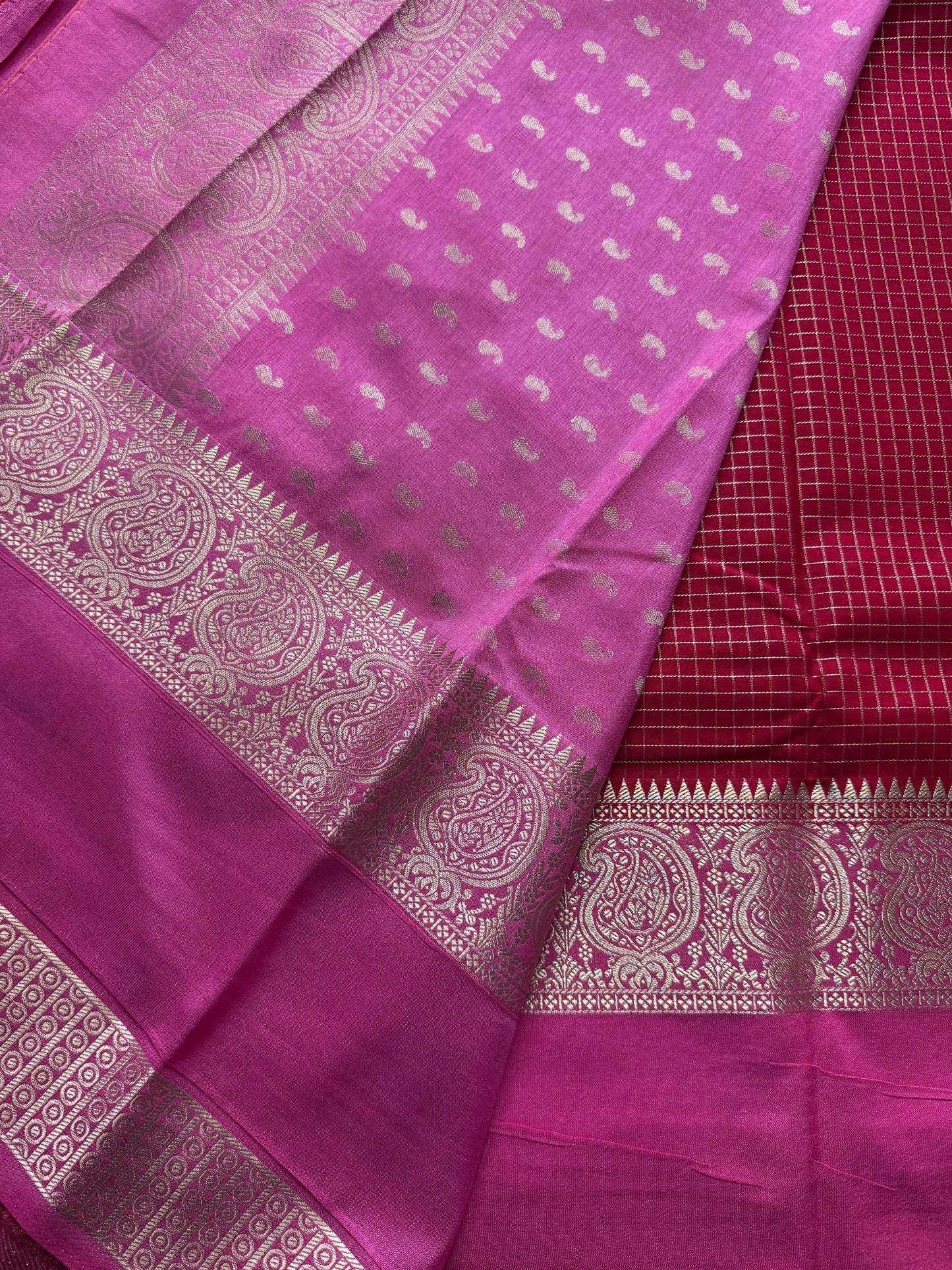 Red Rich Checks Bentex Soft Silk