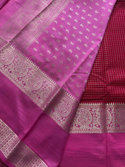 Red Rich Checks Bentex Soft Silk