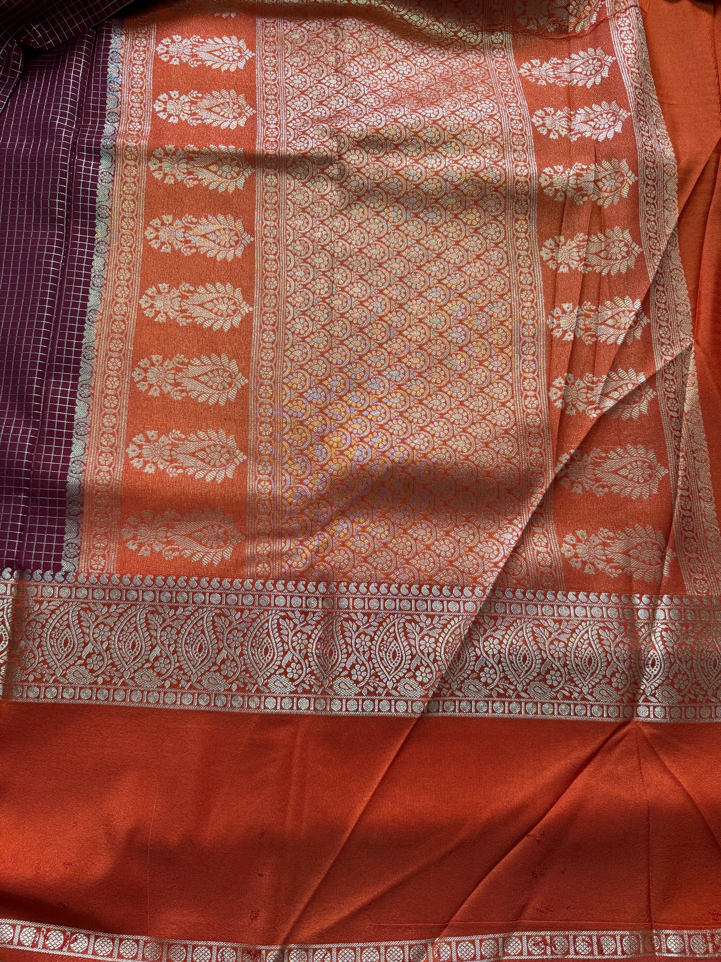 Maroon Rich Checks Bentex Soft Silk