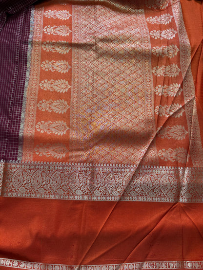 Maroon Rich Checks Bentex Soft Silk