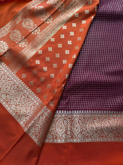 Maroon Rich Checks Bentex Soft Silk