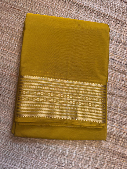 Olive Green Semi Mysore Crepe Silk (Shibori Pattern Blouse)