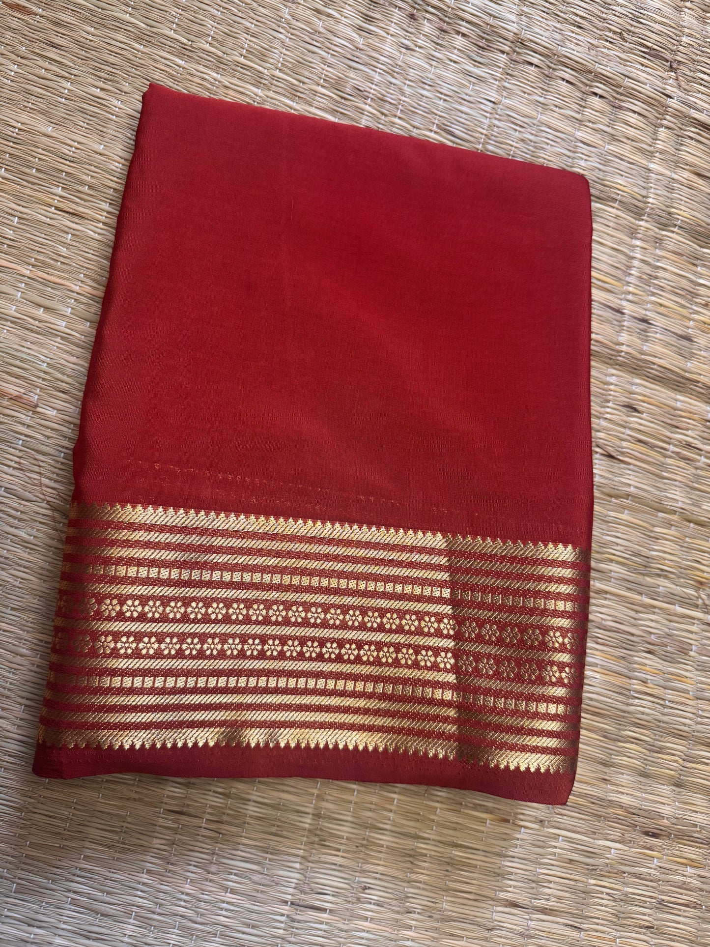 Rust Orange Semi Mysore Crepe Silk