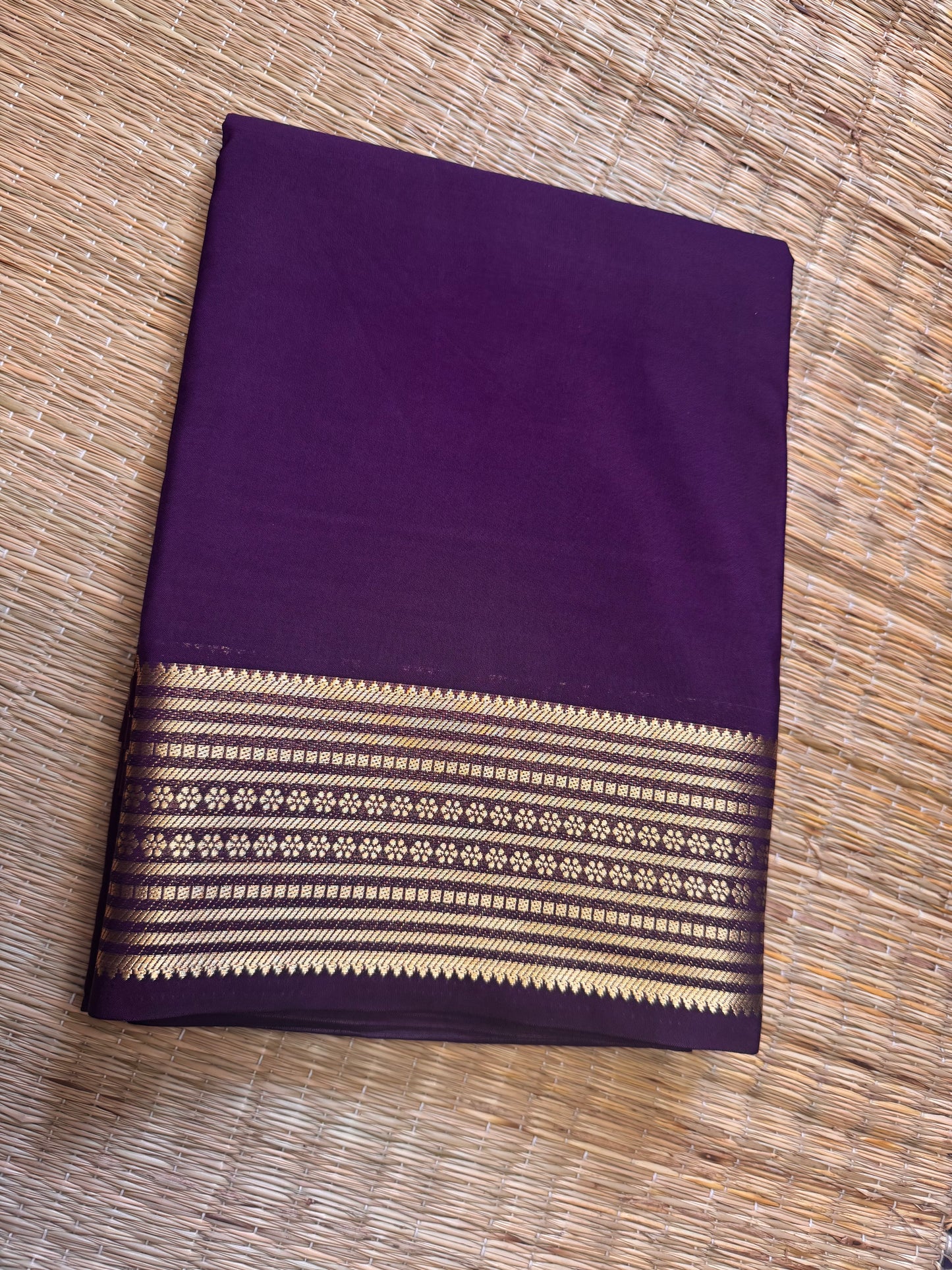 Purple Semi Mysore Crepe Silk