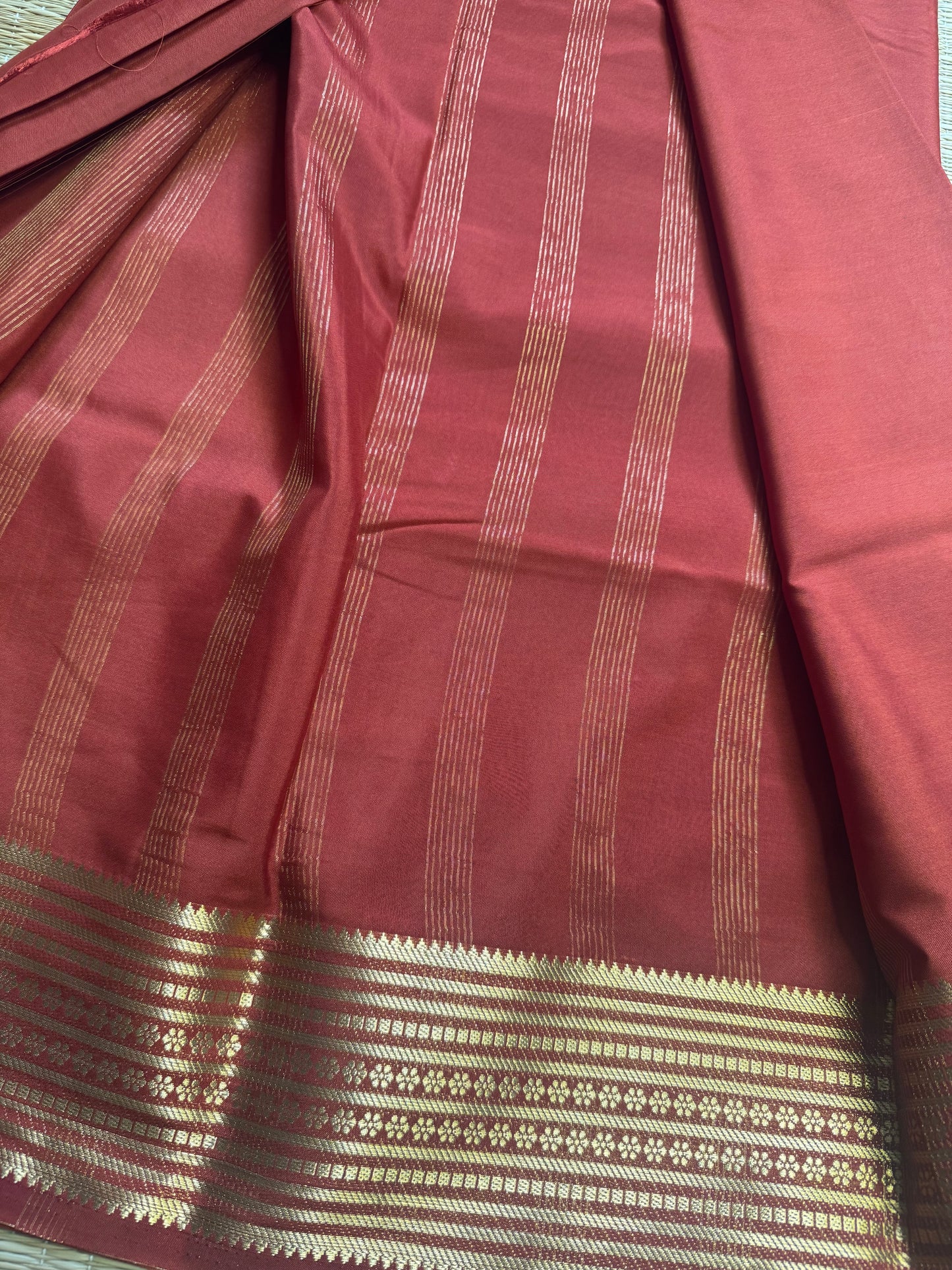 Rust Orange Semi Mysore Crepe Silk