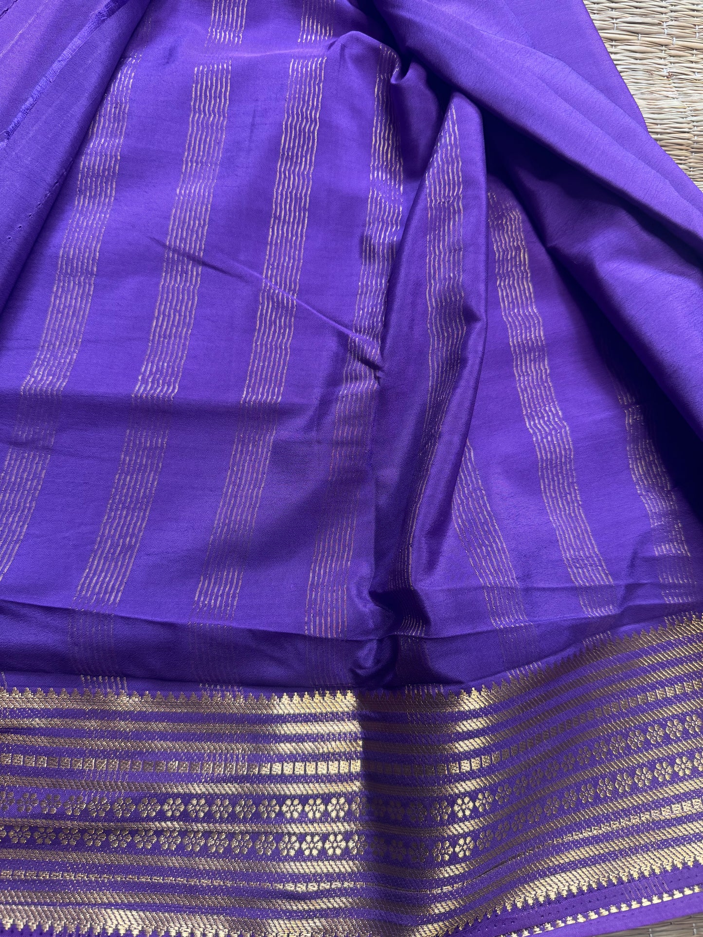 Purple Semi Mysore Crepe Silk