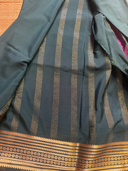 Bottle Green Semi Mysore Crepe Silk (Shibori Pattern Blouse)