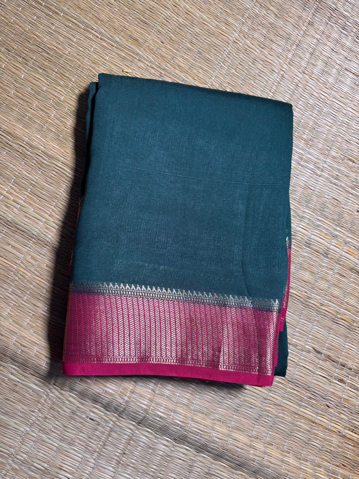 Green Soft Cotton with Zari Border