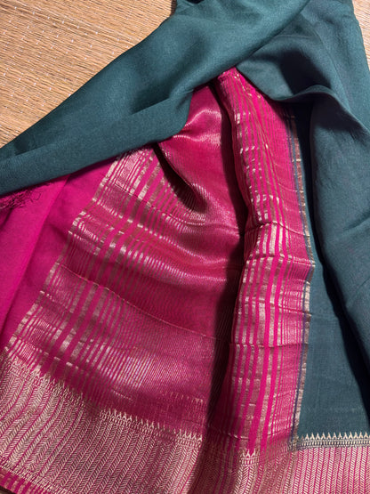 Green Soft Cotton with Zari Border