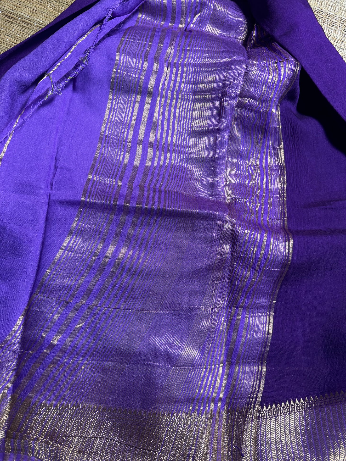 Purple Soft Cotton with Zari Border