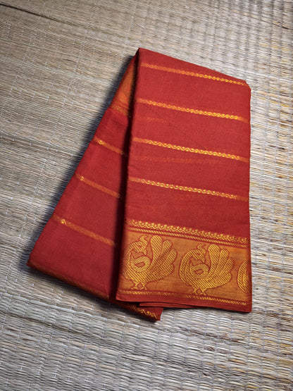 Orange Kolam Pure Cotton Saree