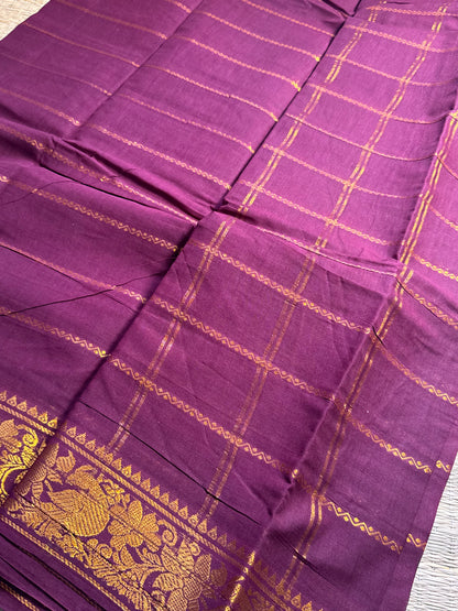 Plum/Brown Kolam Pure Cotton Saree