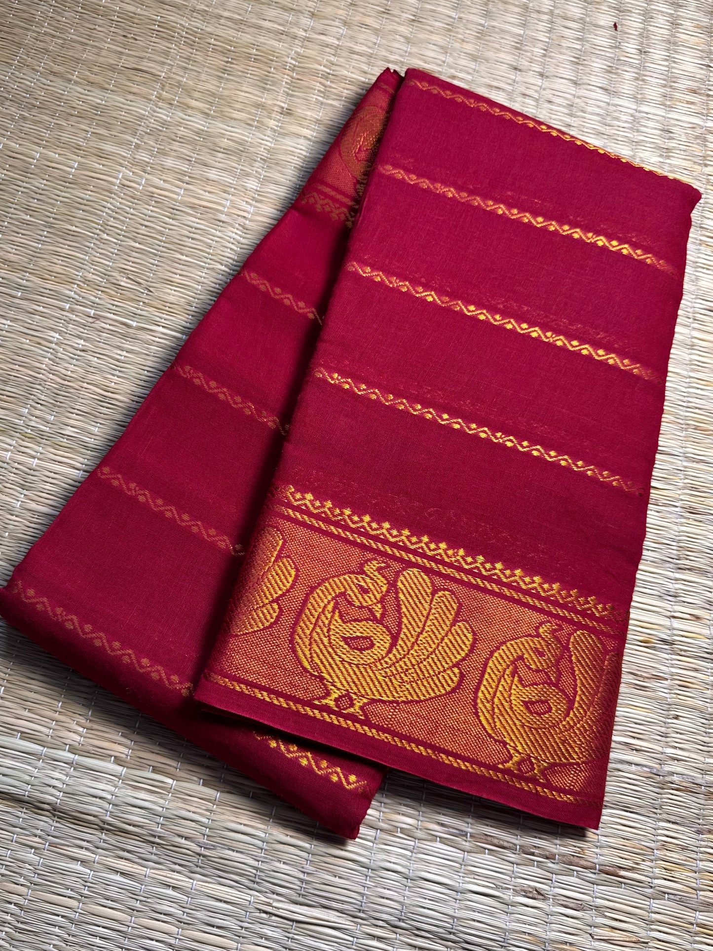 Red Kolam Pure Cotton Saree