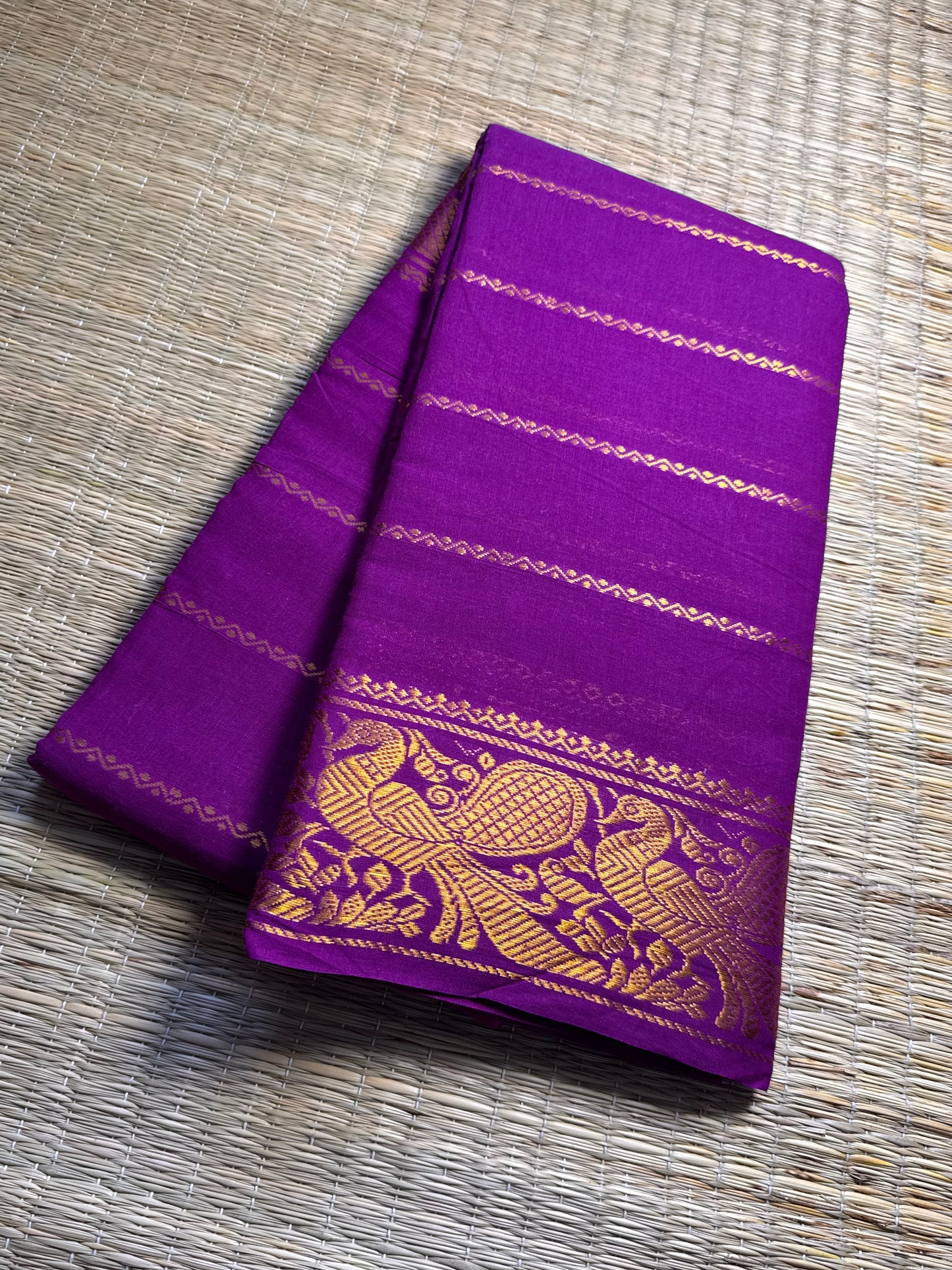 Magenta Pink Kolam Pure Cotton Saree