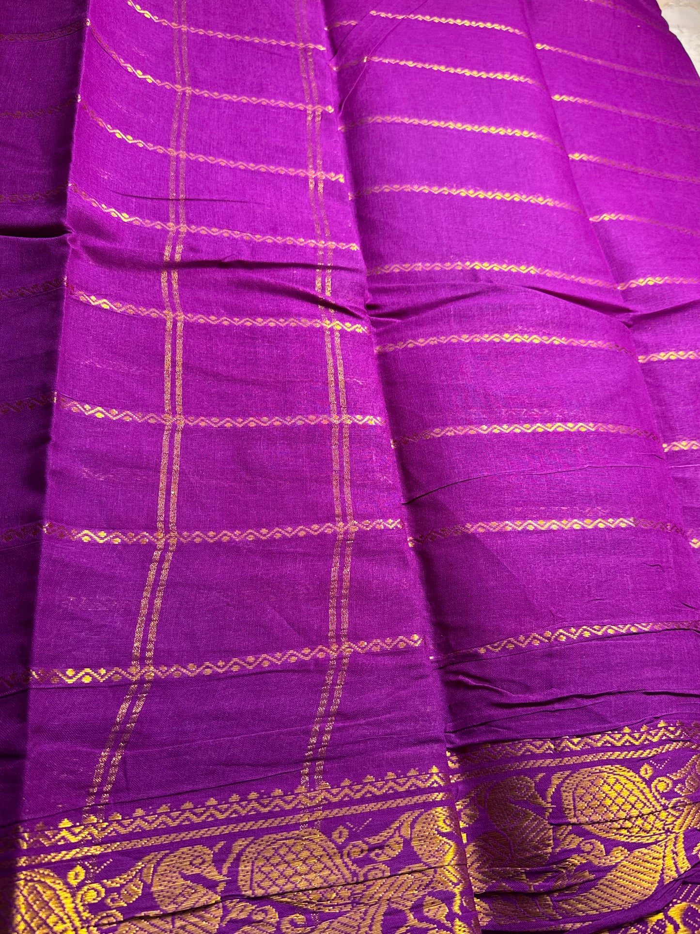 Magenta Pink Kolam Pure Cotton Saree
