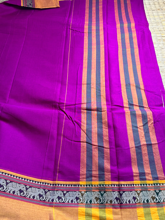 Purple Narayanpet Pure Cotton Saree