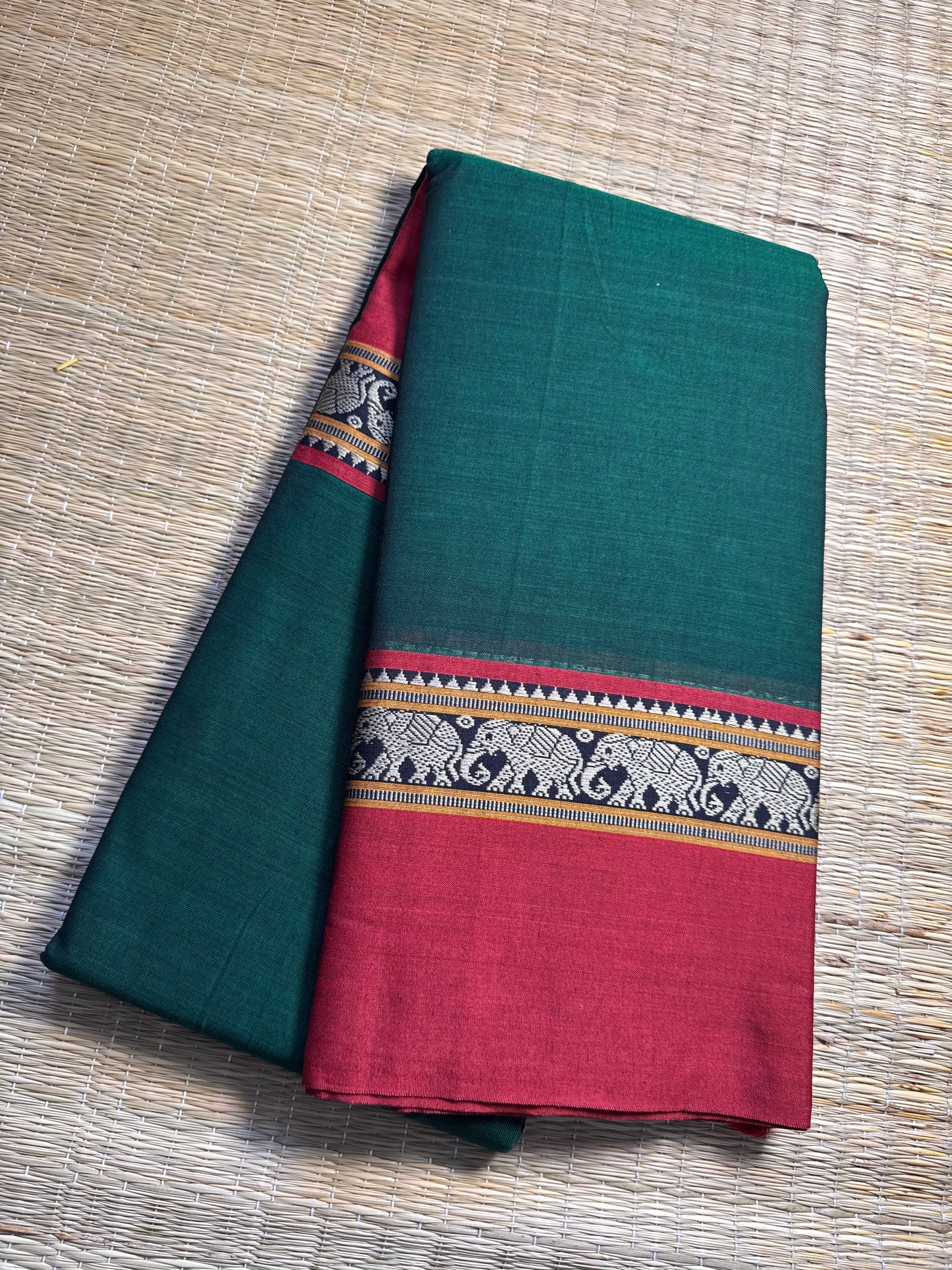 Green Narayanpet Pure Cotton Saree
