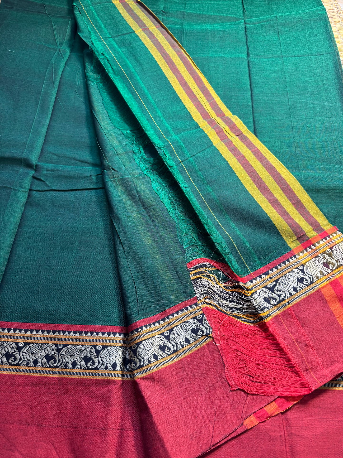 Green Narayanpet Pure Cotton Saree