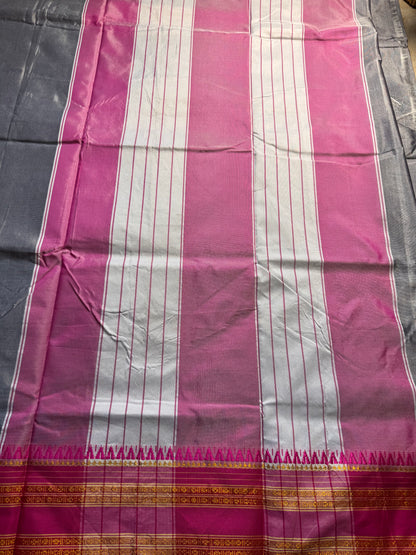 Grey with Pink Viscose ilkal Cotton Saree