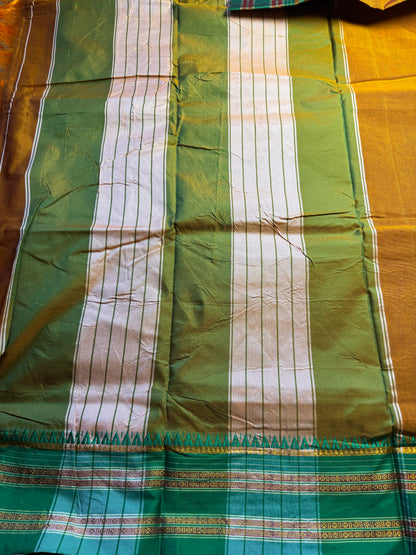Yellow with Green Viscose ilkal Cotton Saree