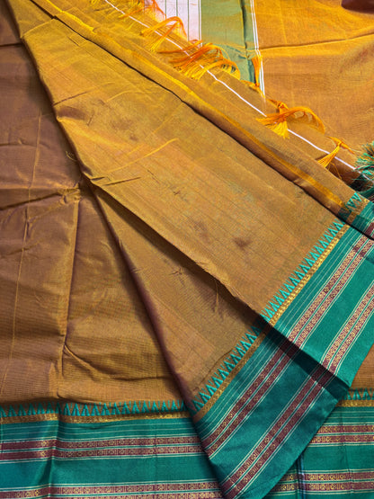 Yellow with Green Viscose ilkal Cotton Saree