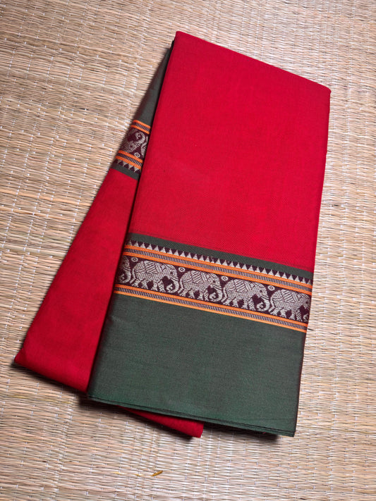 Red Narayanpet Pure Cotton Saree