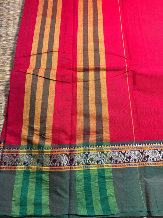 Red Narayanpet Pure Cotton Saree