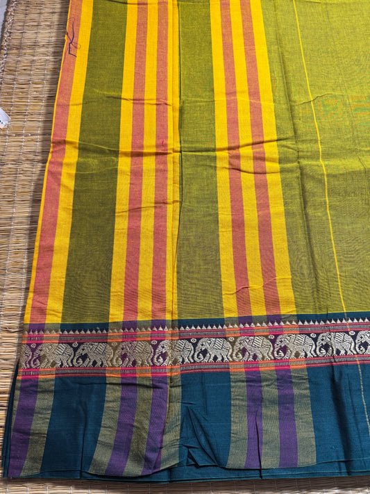 Mehandi Green Narayanpet Pure Cotton Saree