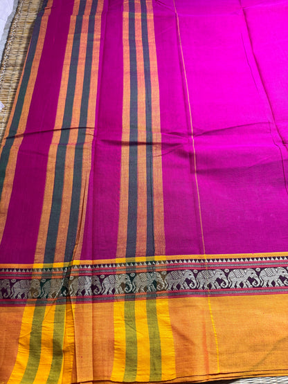 Dark Pink Narayanpet Pure Cotton Saree