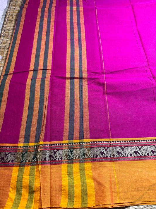 Dark Pink Narayanpet Pure Cotton Saree