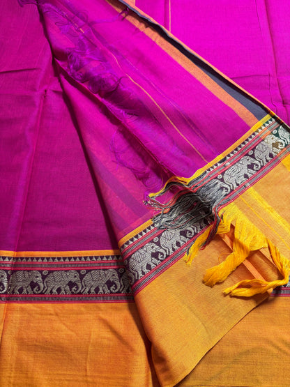 Dark Pink Narayanpet Pure Cotton Saree