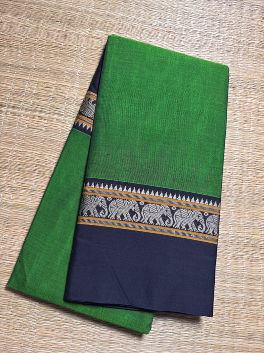 Parrot Green Narayanpet Pure Cotton Saree