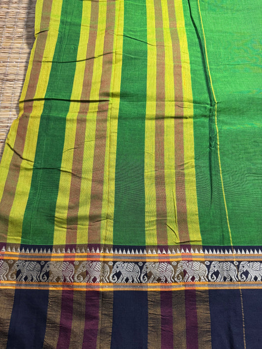 Parrot Green Narayanpet Pure Cotton Saree