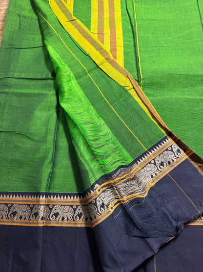 Parrot Green Narayanpet Pure Cotton Saree