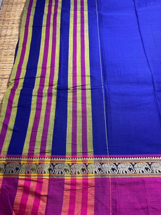 Blue Narayanpet Pure Cotton Saree